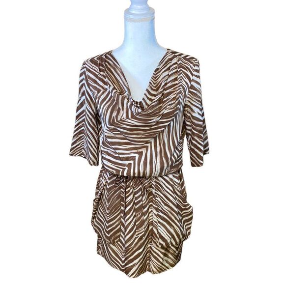 BCBG MAXAZRIA Ayshea Silk Animal Print Tie Waist Mini Dress Women’s Size XS - Picture 1 of 10